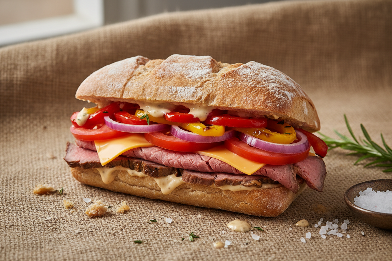 Fresh - Roast Beef and Capsicum Roll