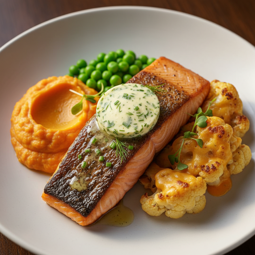 Fresh - Salmon with Herb Butter and Sweet Potato GF