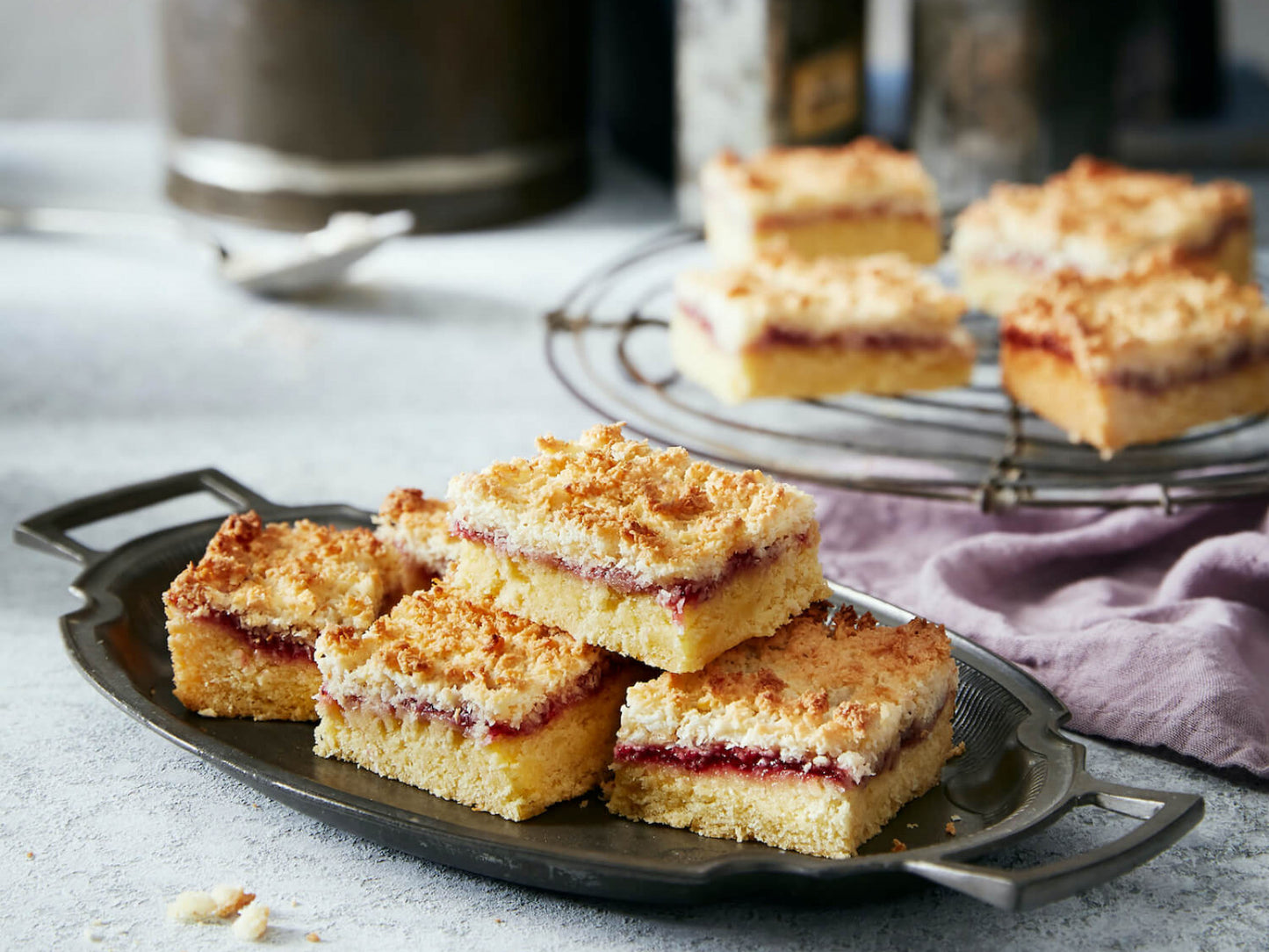 Raspberry Jam Coconut Slice